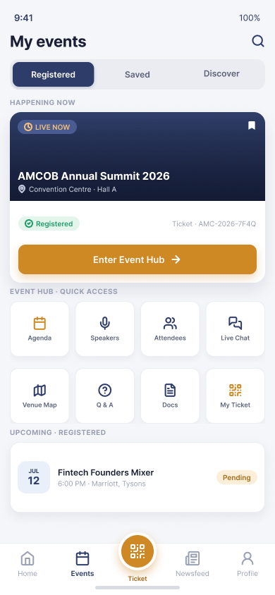 AMCOB app — My Events